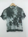 ◇ AZUL BY MOUSSY 総柄 オープンカラー レーヨン 半袖 シャツ サイズS ライトブルー ブラック系 メンズ E 【中古】