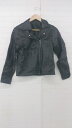 ◇ NICE CLAUP 甘辛コーデ フェイクレザー ジップアップ 長袖 ライダースジャケット サイズ M ブラック レディース E 【中古】