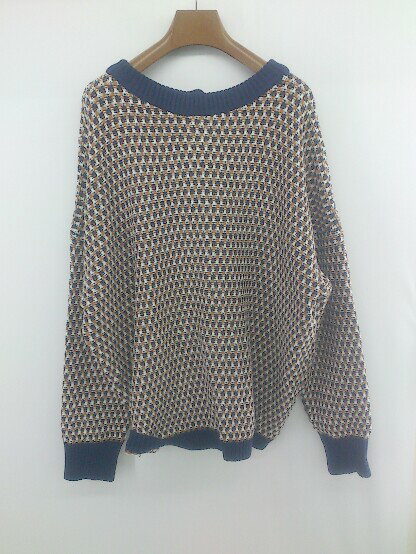 ◇ classicalelf オーバーサイズ 2WAY ジャガード柄 ニット セーター サイズXL ネイビー キャメル ホワ..