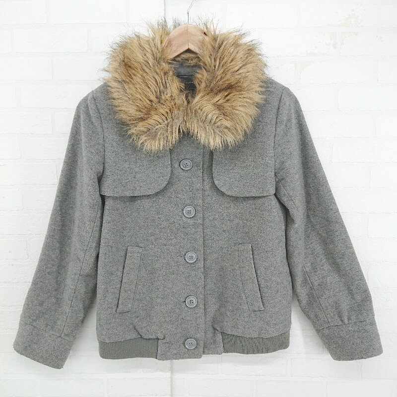 ◇ PAGEBOY ページボーイ ALICIA フェイクファー 長袖 ジップアップ ブルゾン サイズF グレー レディース E 【中古】