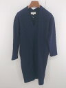 ◇ B:MING by BEAMS ビーミング by ビームス Vネック 裏毛 長袖 膝丈 ワンピース サイズM ネイビー系 レディース E 【中古】