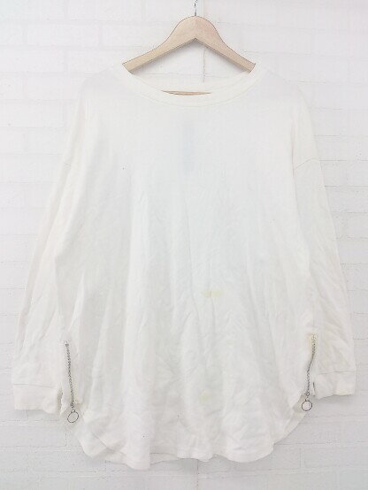 ◇ ADRER アドラー おしゃれ カジュアル 裾ジップ 長袖 Tシャツ カットソー サイズM ホワイト系 メンズ E 【中古】