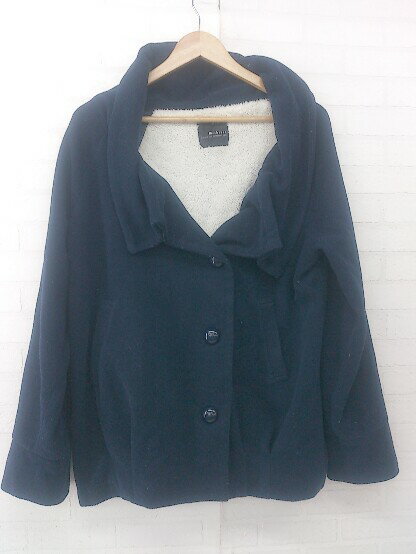 ◇ archives アルシーヴ 裏ボアファー コーデュロイ調 長袖 コート サイズM ネイビー レディース E 【中古】