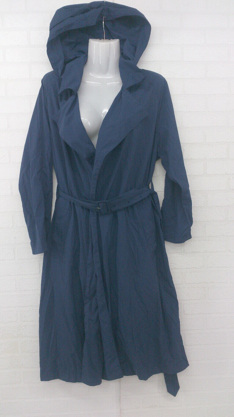 ◇ ◎ Enensorcivet カジュアル シンプル 無地 フーディ 長袖 ラップ コート サイズ2 ネイビー レディース P 【中古】