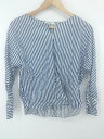 ◇ NOLLEY'S 大人女子 ストライプ キーネック 長袖 ブラウス カットソー サイズ38 ホワイト系 ネイビー レディース P 【中古】