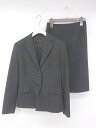 ◇ ◎ Queerness 大人女子 2B 膝丈 シングル ジャケット スカート セットアップ サイズ7AR ダークグレー系 レディース P 【中古】