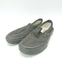 ◇ VANS ヴァンズ ブランドロゴ シンプル オシャレ サイドゴア シンプル スリッポン サイズ24.5 ブラック レディース E 【中古】