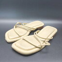 ◇ ◎ RANDA ランダ 2WAY ボリュームピースレースアップサンダル スクエアトゥ サンダル サイズM ベージュ レディース E 【中古】
