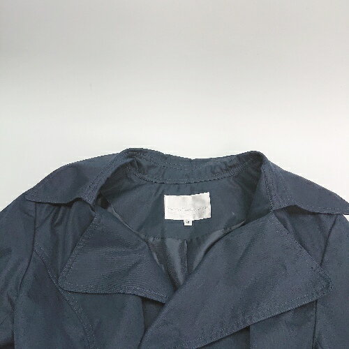 ◇ ◎ Human 2nd Occasion フロントボタン ロング丈 ビジネス 大人 長袖 トレンチコート サイズ15 ネイビー レディース E 【中古】
