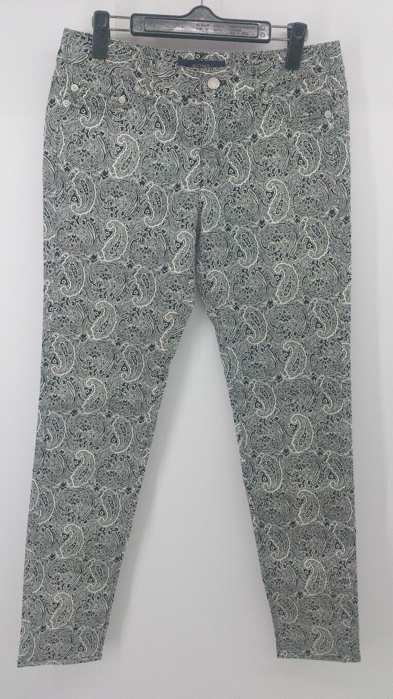 ◇ MACPHEE マカフィー TOMORROWLAND ペイズリー柄 スキニーパンツ サイズ38 ブラック ホワイト レディース P 【中古】
