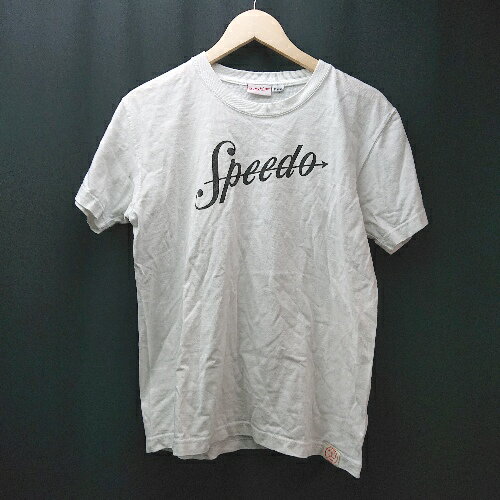 ◇ speedo クルーネック 文字プリント ストリート カジュアル 半袖 Tシャツ サイズM ホワイト メンズ E 【中古】