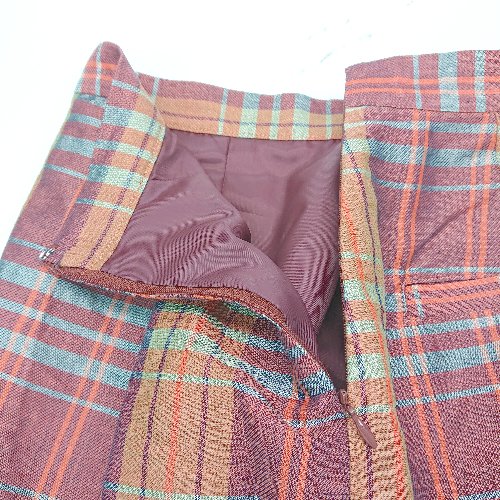 ◇ NINE ナイン トリプルライン サイドファスナー 裏地有り ロング タイト スカート 表記なし レッド レディース E 【中古】