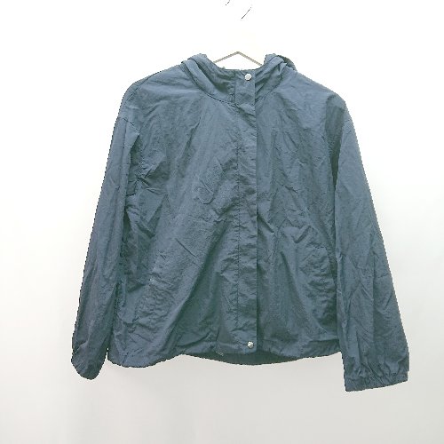 ◇ FREAK'SSTORE フリークスストア フード ポリエステル素材 前チャック 長袖 ジャンパー サイズS ネイビー レディース E 【中古】