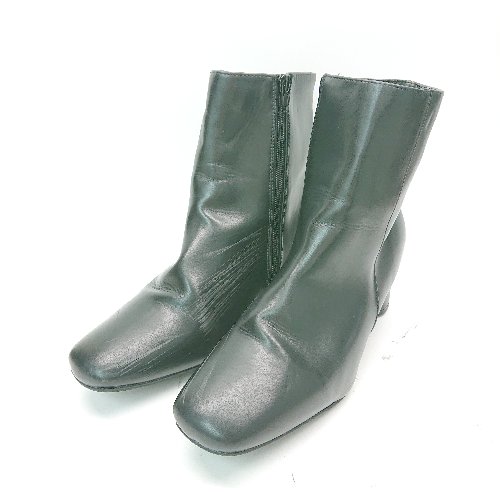 ■ Menue メヌエ サイドファスナー 無地 シック クール ショート ブーツ サイズ3L ブラック レディース ..