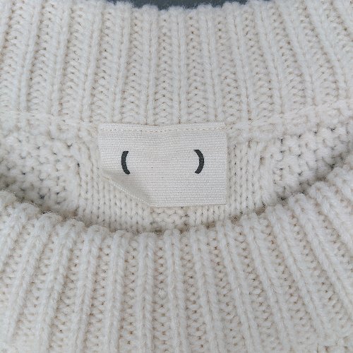 ◇ ( ) ラウンドネック サイドスリット リボン 透け感なし 長袖 ニット サイズL クリーム レディース E 【中古】