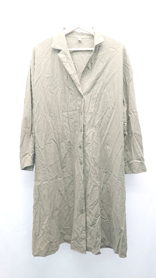 ◇ Futier Land スタンダードカラー 透け感なし 薄手 長袖 ロング ワンピース サイズFREE ダークグリーン レディース E 【中古】