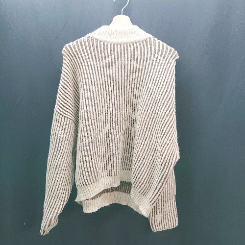 ◇ SELECTMOCA セレクトモカ 生地厚手 冬物 縦ストライプ 長袖 ニット サイズF ベージュ系 レディース E 【中古】(4)