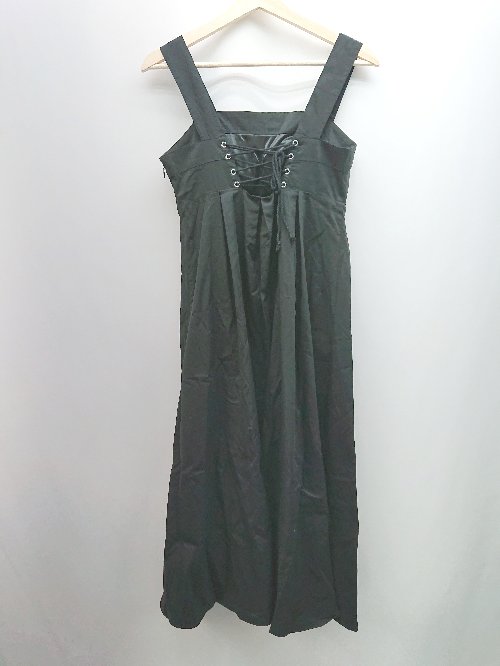 ◇ evris カップ付き 背中あき カジュアル サイドファスナー ロング丈 ワンピース サイズFREE ブラック レディース E 【中古】