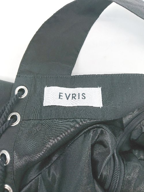 ◇ evris カップ付き 背中あき カジュアル サイドファスナー ロング丈 ワンピース サイズFREE ブラック レディース E 【中古】