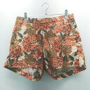 ◇ JOURNAL STANDARD L'ESSAGE フロントファスナー 花柄 アンティーク調 ショートパンツ サイズ38 オレンジ レディース E 【中古】