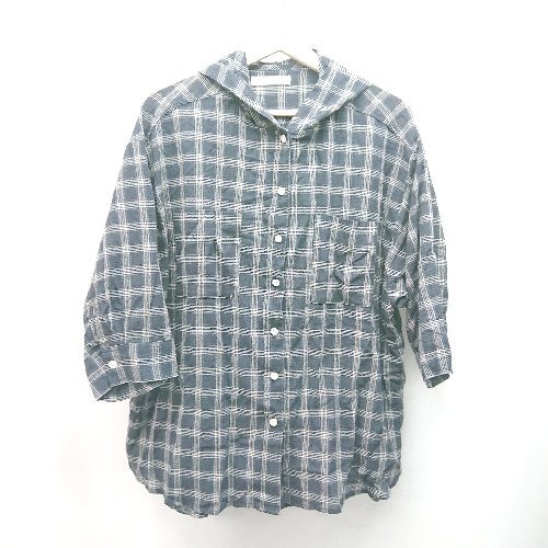 ◇ le colis ルコリ フード チェック柄 フロントボタン 長袖 パーカー 表記なし ブラック系 レディース (メンズ) E 【中古】