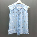 ◇ AG by aquagirl ボウタイ 猫プリント 透け感あり シャツ サイズS ブルー系 レディース (メンズ) E 【中古】