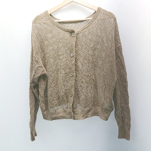 ◇ ◎ ONIGIRI オニギリ メッシュ素材 フロントボタン 透け感 おしゃれ 長袖 カーディガン サイズF カー..