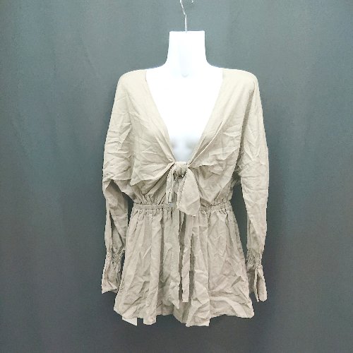 ◇ ◎ ●未使用● Andemiu アンデミュウ リボン ウエストゴム カジュアル 長袖 チュニック サイズF カーキ レディース E 【中古】 ◇ ◎ ●未使用● Andemiu アンデミュウ リボン ウエストゴム カジュアル 長袖 チュニック サイズF カーキ レディース E 【中古】