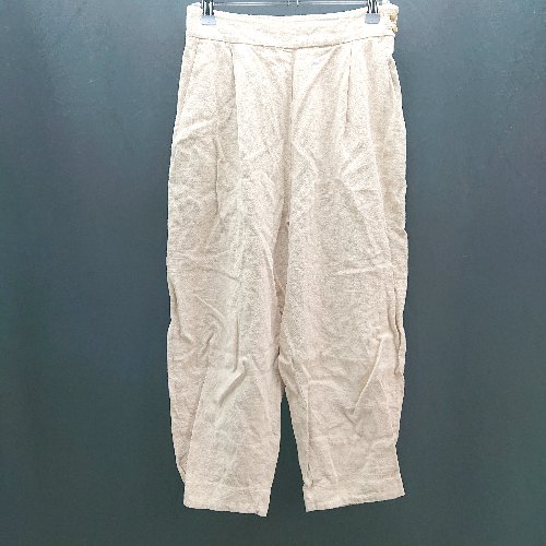 ◇ nano universe サイドファスナー ボタン 麻 リネン カジュアル 裾デザイン パンツ サイズ36 ベージュ レディース E 【中古】
