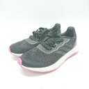 ◇ adidas アディダス 無地 スポーティー 軽い素材 ランニングシューズ サイズ23 ブラック ピンク レディース E 【中古】