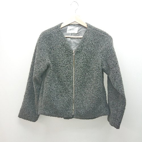 ◇ A day in the life UNITED ARROWS Vネック ジップアップ 裏地 ボア 起毛 長袖 ジャケット 表記なし グレー レディース E 【中古】