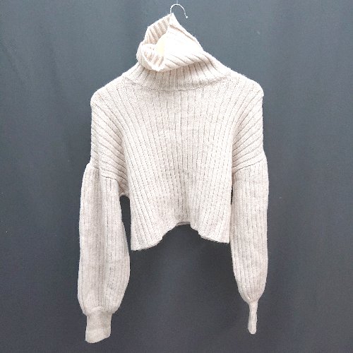 ◇ niceclaup ナイスクラップ ボトルネック 無地 シンプル 長袖 ニット サイズF ベージュ系 レディース E 【中古】