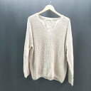◇ AMERICAN HOLIC オーバーサイズ ケーブル カジュアル シンプル 長袖 ニット サイズL ライトベージュ レディース E 【中古】