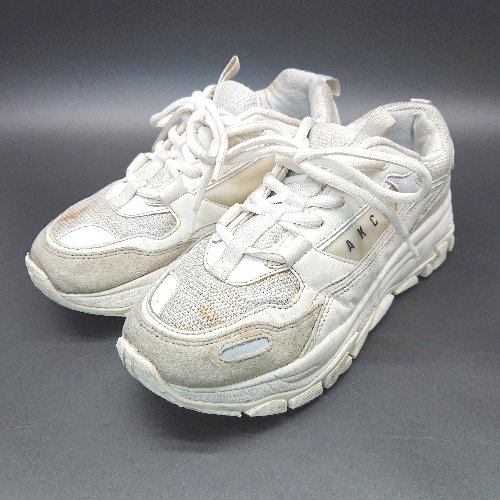 ◇ AKIII?CLASSIC アキクラシック 厚底 メッシュ カジュアル ロゴ スニーカー サイズ250 ベージュ レディース メンズ E 【中古】