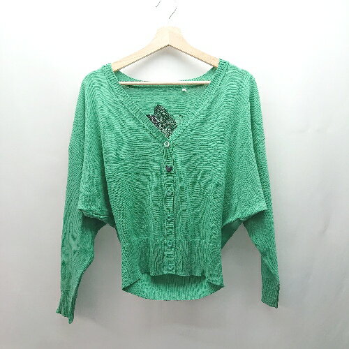 ◇ Disney ミニーマウス ディズニー キャラクター フロントボタン 長袖 カーディガン サイズM グリーン ..