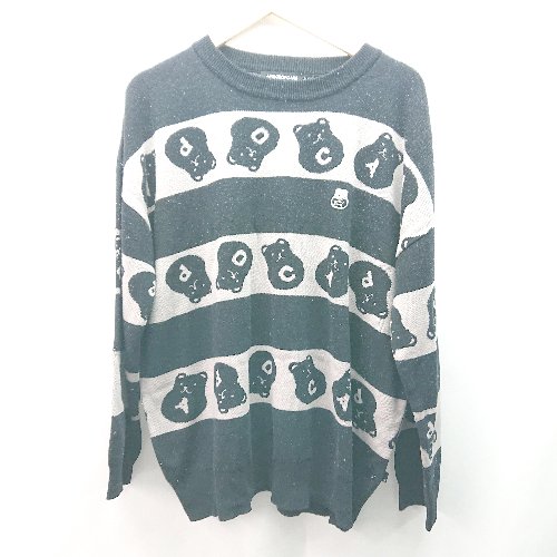 ◇ A PIECE OF CAKE クルーネック くま オーバーサイズ 韓国 長袖 ニット サイズL ブラック レディース ..