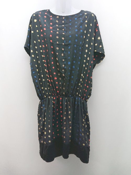 ◇ SWITCH BY ARCH Uネック 裏地 薄手 ドット柄 カジュアル ノースリーブ 膝丈 ワンピース サイズF ブラック レディース E 【中古】