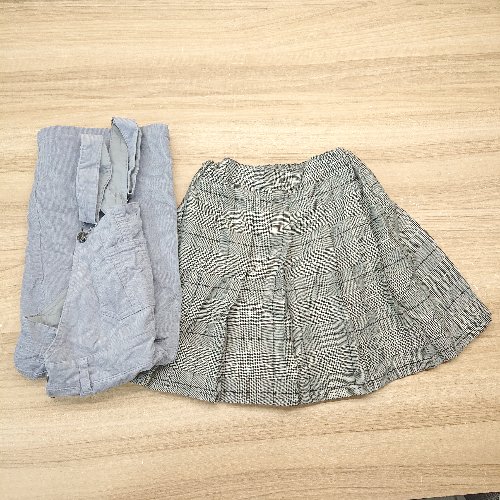 ◇ 《 GLOBAL WORK まとめ売り2点セット 160サイズ チェック柄 デニム おしゃれ サロペット スカート レディース 》 E 【中古】