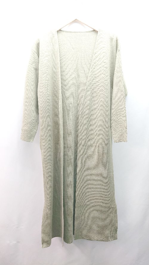 ◇ ur's ユアーズ 無地 ガウン 厚手 ロング シンプル 長袖 カーディガン サイズM グリーン レディース E 【中古】