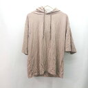 ◇ Casper John シンプル 厚手 フード 無地 半袖 パーカー サイズM ブラウン レディース E 【中古】
