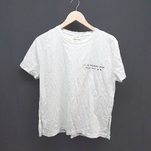 ◇ CREDONA クルーネック バックプリント シンプル カジュアル 半袖 Tシャツ サイズF ホワイト レディース E 【中古】