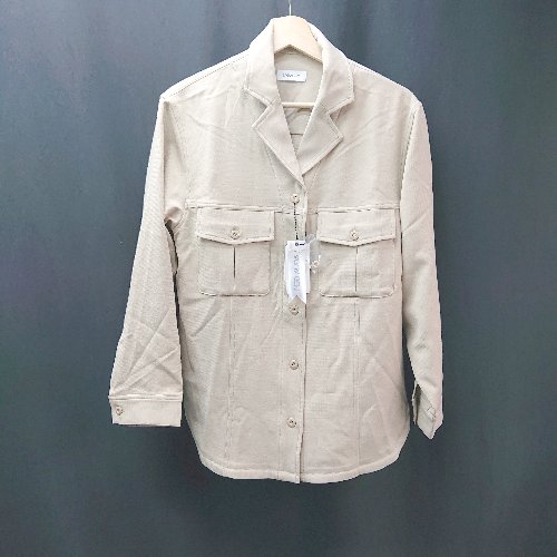 ◇ ◎ ●未使用● LAGUA GEM サイドスリット フロントボタン 長袖 シャツジャケット サイズF ベージュ レディース E 【中古】