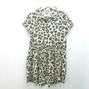 ◇ ZARA ザラ ヘンリーネック ヒョウ柄 フェミニン 半袖 ひざ丈 ワンピース サイズ13ー14 ベージュ ブラック レディース E 【中古】(4)