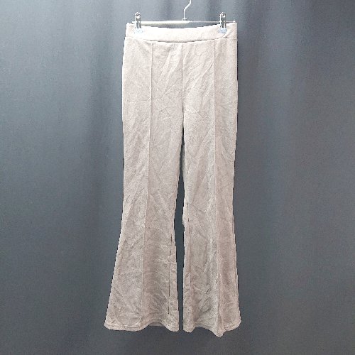 ◇ CLASSICALELF スリット センタープレス ウエストゴム おしゃれ フレアパンツ サイズL グレージュ レディース E 【中古】
