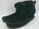 ◇ MINNETONKA ミネトンカ フリンジ バックジップ ショート ブーツ サイズ8 ブラック レディース P 【中古】(4)