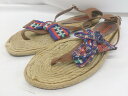 ◇ MISSONI ミッソーニ リボン ストロー T字ストラップ サンダル サイズ 36 ブラウン レディース P 【中古】