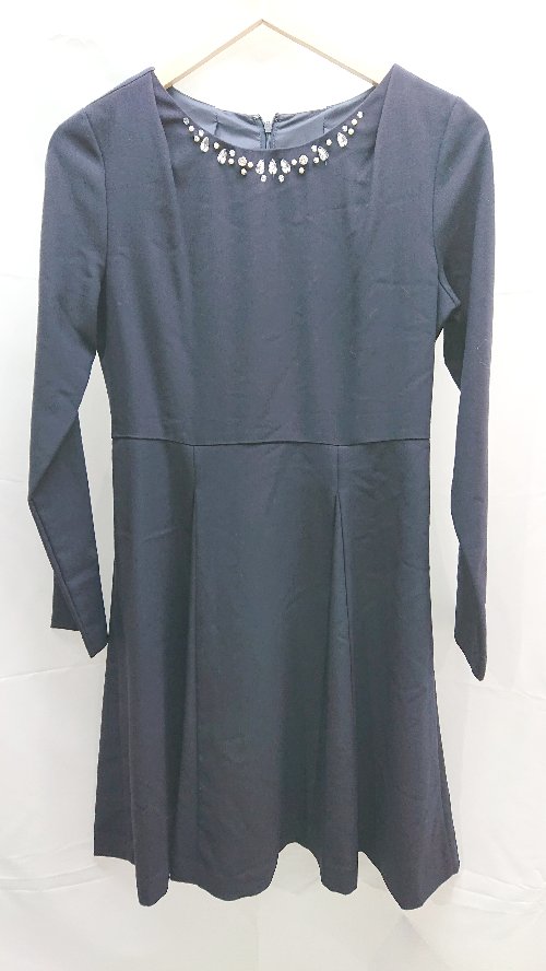 ◇ 新品 index インデックス ストーン 無地 長袖 ひざ丈 ワンピース サイズM ネイビー レディース E 【中古】