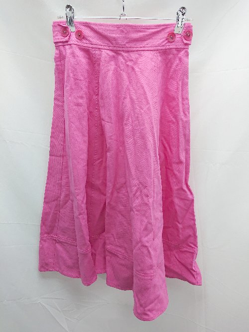 ◇ alicia PAGEBOY アリシアページボーイ 無地 ウエストゴム ひざ丈 フレア スカート サイズF ピンク レディース E 【中古】