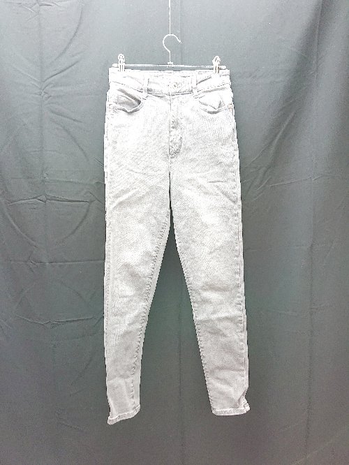◇ ZARA ザラ パッチ ストレッチ シンプル ウォッシュ加工 デニムパンツ サイズ26 グレー系 レディース E 【中古】