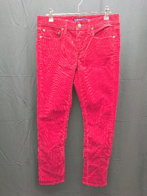 ◇ POLO RALPH LAUREN コーデュロイ ストレッチ ブランドロゴ パンツ サイズ165 レッド系 レディース E 【中古】